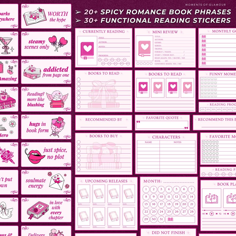 Spicy Romance Sticker PNG Reading Book Label Sticker for Book Lover Digital Sticker for Reader PNG Bookish Goodnotes Sticker Reading Journal image 5