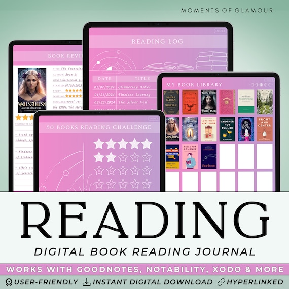 Reading Journal Book Reading Log Digital Book Journal for Reader Digital Planner Book Review Prompts Reading Progress Book Reading Tracker