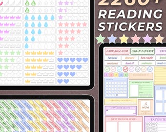 Pastel Reading Sticker for Book Rating Sticker for Reading Journal Monthly Reading Tracker Goodnote Sticker for Book Logging Digital Reading