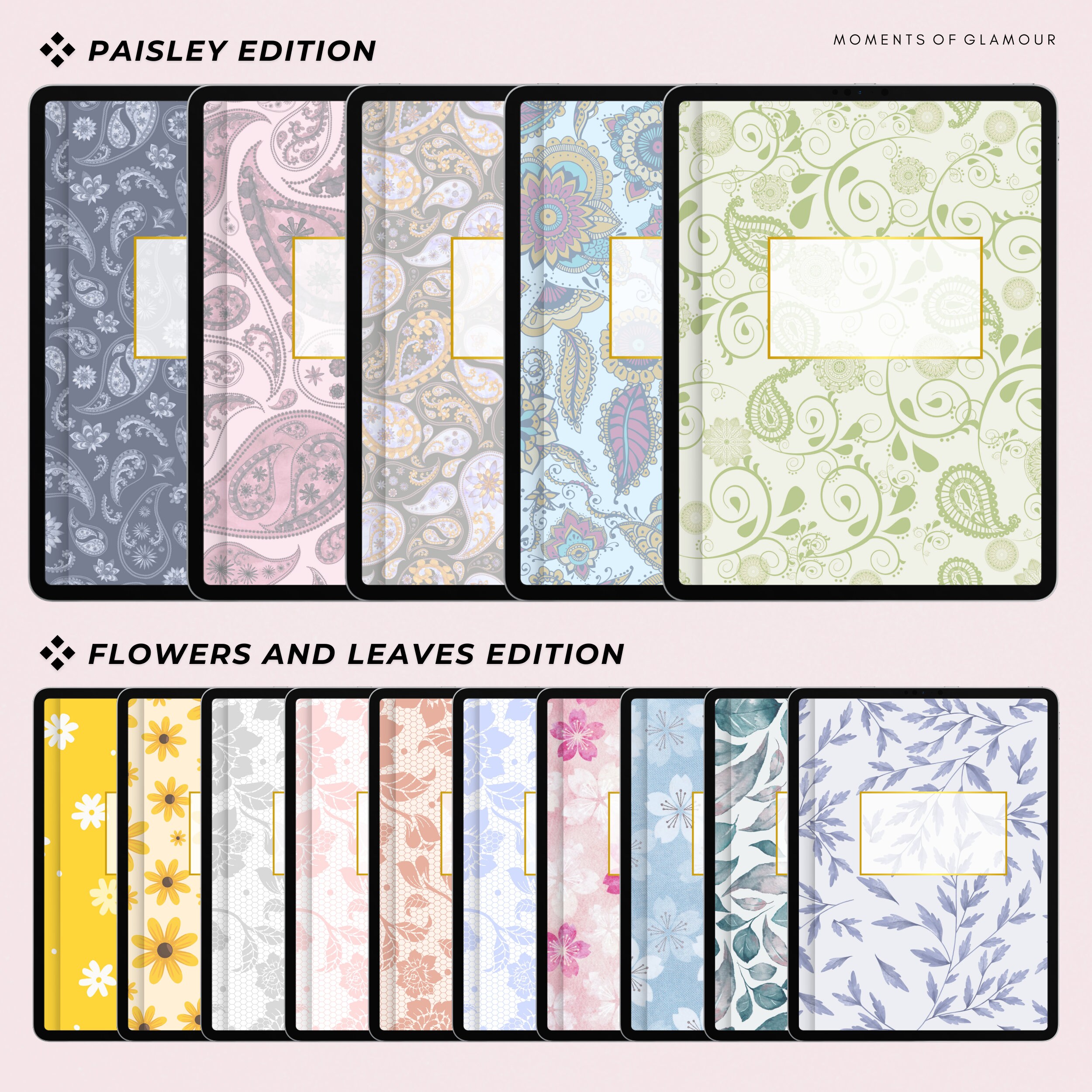 Digital Notebook Cover for Planner Aesthetic Cover Template for