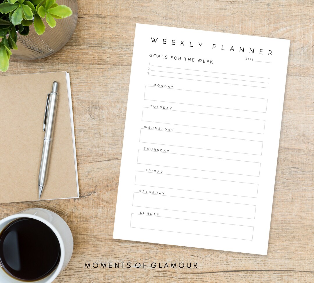 Simple Weekly Planner Printable Planner Template - Etsy
