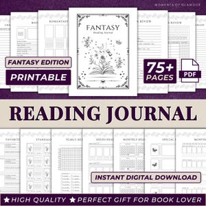 Printable Fantasy Reading Journal PDF Book Tracker Romantasy Reading Planner Printable Book Review Template Fantasy Annotating Guide Print
