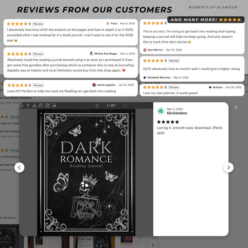 Smut Book Journal Digital Spicy Romance Book TBR Tracker for Smut Audio Reading Log Planner Dark Aesthetic Book Lover Journal for Audiobook image 12