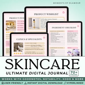 Skin Care Routine Journal Digital Self Care Planner for Skincare Logging Digital Skin Care Tracker Skin Product Inventory Beauty Checklist bild 1