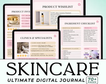 Skin Care Routine Journal Digital Self Care Planner for Skincare Logging Digital Skin Care Tracker Skin Product Inventory Beauty Checklist