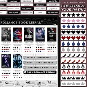 Dark Romance Sticker Goodnote Reading Journal Sticker Bundle PNG Book Trope Sticker Pack for Journaling Digital Book Genre Label for Reader image 7
