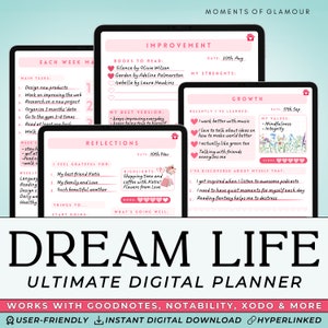Digital Planner Dream Life Planner Digital Journal for Her Cute Planner Productivity Lovely Notebook Digital Daily Pink Agenda for Planning