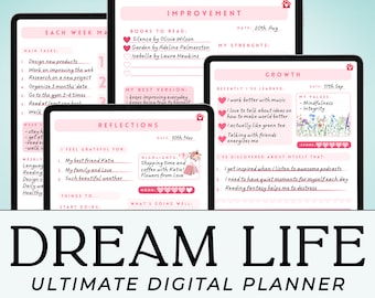Digital Planner Dream Life Planner Digital Journal for Her Cute Planner Productivity Lovely Notebook Digital Daily Pink Agenda for Planning