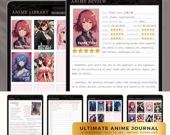 Digital Anime Journal Template Anime Notebook Digital Anime Planner Review Anime Checklist Anime to Watch Journal Movie Tracker Anime Season