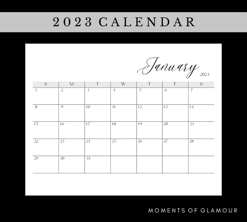 Elegant 2023 Monthly Calendar Simple Monthly Planner for Etsy