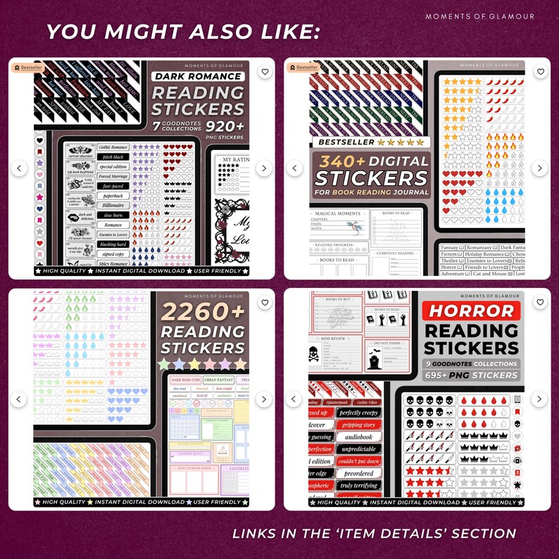 Spicy Romance Sticker PNG Reading Book Label Sticker for Book Lover Digital Sticker for Reader PNG Bookish Goodnotes Sticker Reading Journal image 11