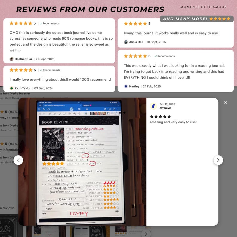 Dark Romance Book Journal for Smut Reading Journal Goodnote TBR for Smutty Book Reader Journal Digital Spicy Book Digital Reading Journal image 11