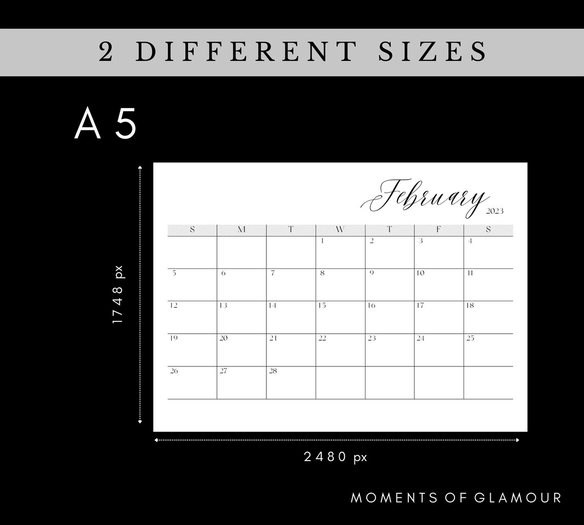 Elegant 2023 Monthly Calendar Simple Monthly Planner for Etsy