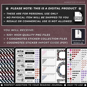 Dark Romance Sticker Goodnote Reading Journal Sticker Bundle PNG Book Trope Sticker Pack for Journaling Digital Book Genre Label for Reader image 8