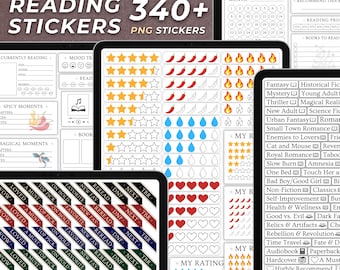 Digital Reading Journal Sticker for Reader Sticker Pack Digital Download Bookish PNG for Book Lover Sticker Journaling Digital Genre Sticker