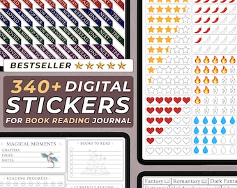 Rating Sticker for Reading Journal Digital Sticker Bundle PNG Reader Sticker for Book Journal Sticker for Book Review Sticker PNG Goodnotes