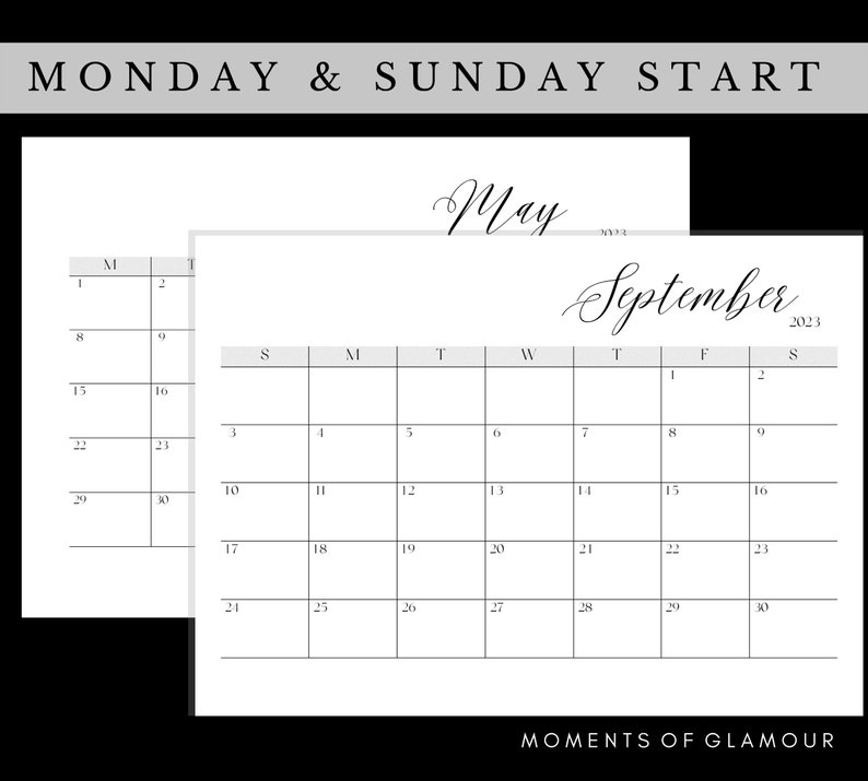 Elegant 2023 Monthly Calendar Simple Monthly Planner for Etsy