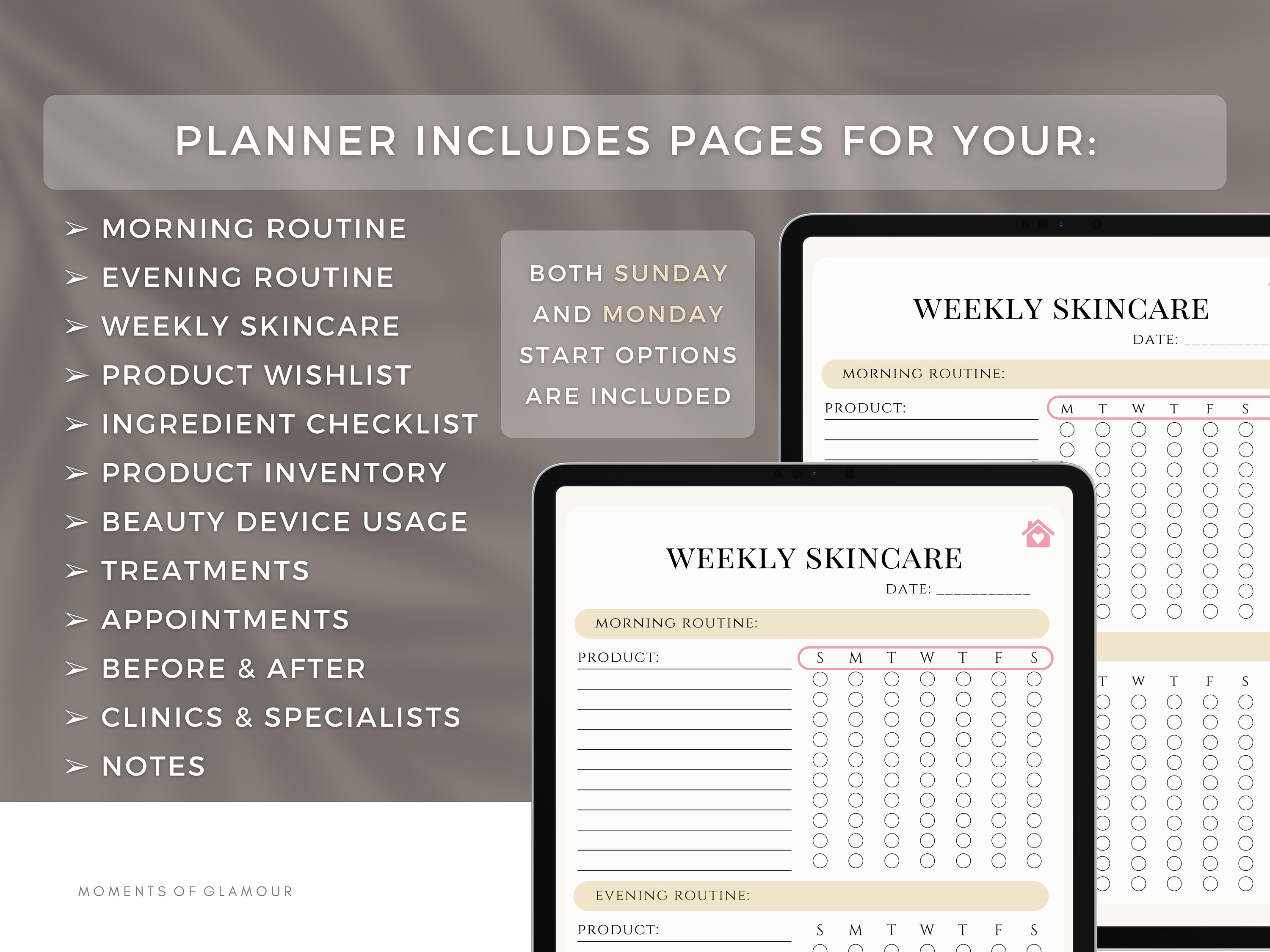 Beauty Journal Digital Skincare Planner for Skin Care Logging Selfcare ...