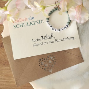 Armband Einschulung Schulkind 2025 Geschenkset Postkarte Kinderarmband