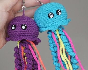 Amigurumi juguetes medusas decoración crochet medusas llavero hecho a mano bebé juguete regalo para niños crochet llavero mini juguetes tejer juguetes