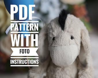 Sewing pattern donkey PDF Handmade teddy donkey plush toys stuffed animal donkey toy sewing donkey instant download stuffed donkey
