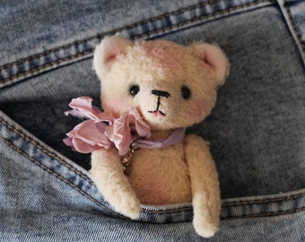 Pocket toys bear graduation plush cute stuff artist bears handmade teddy bear ooak teddy bear memory bear gift for kids