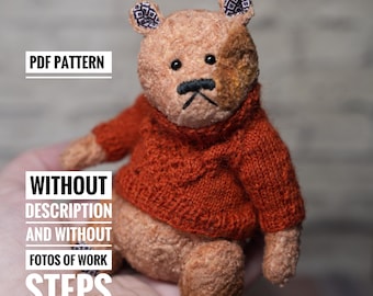 Teddy Bear Pattern PDF Vintage Style Sew Your Own Bear No Instructions Digital Pattern for Experienced Sewers Handmade Teddy Bear Pattern