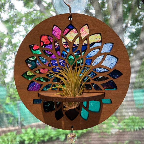 Mosaic Floral air plant holder and sun catcher