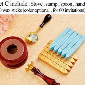 Aangepaste wax zegel stempel kit voor huwelijksuitnodiging, aangepaste wax stempel kit voor cadeau, lakzegel kit, initiële lakzegel stempel op maat voor cadeau afbeelding 9