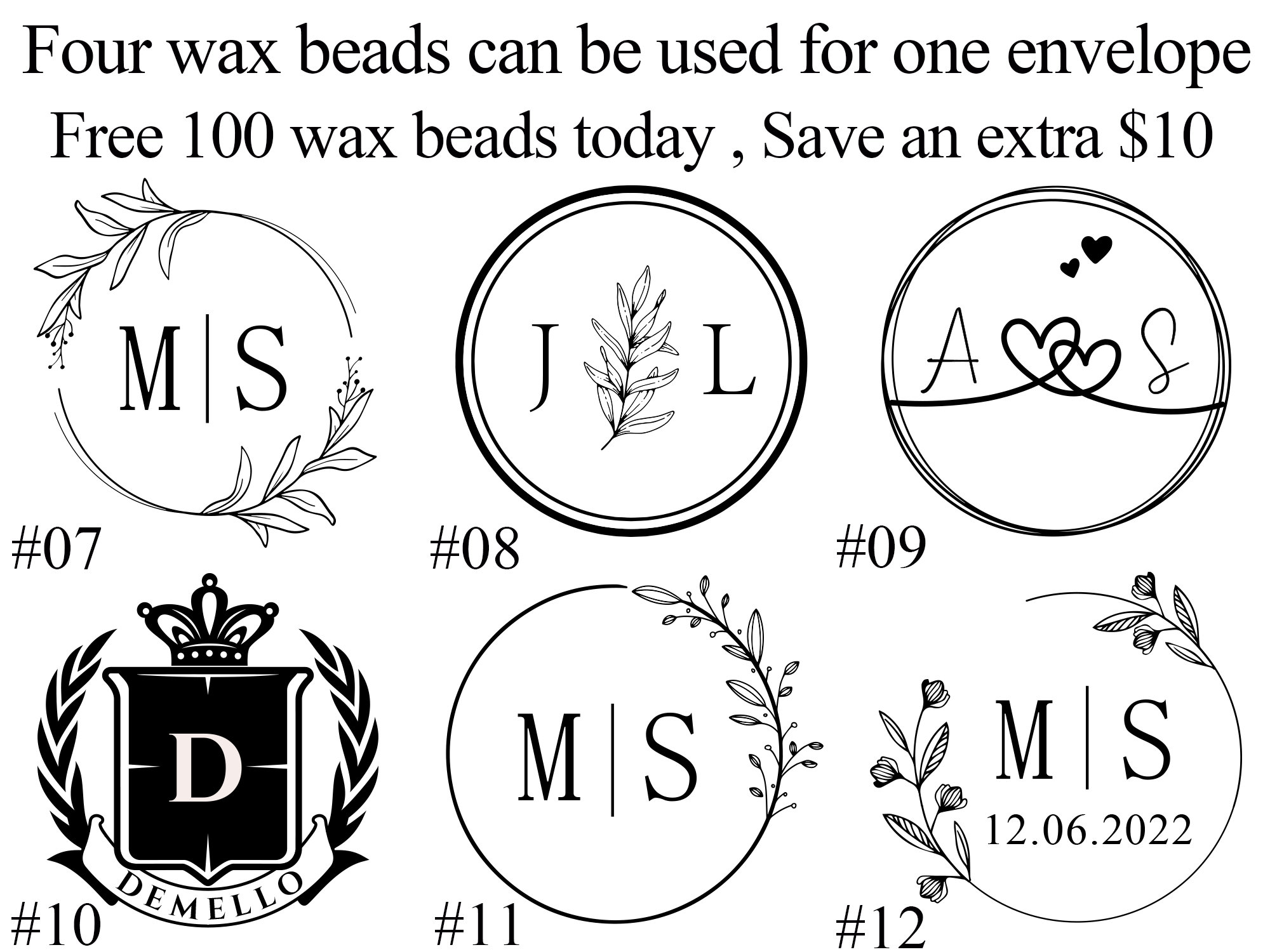 Custom wax seal stamp kit for wedding invitation , Custom wax stamp kit for gift , Wax seal kit , Initial wax seal stamp custom for gift