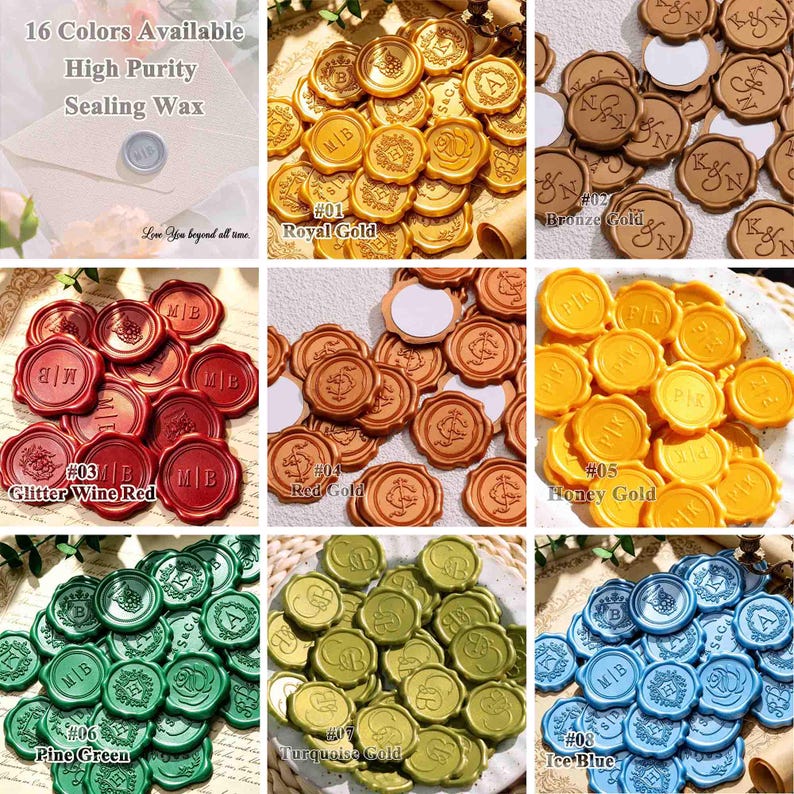 Custom Self-Adhesive Wax Seal Stickers, Personalized Initials Wax Seals Stickers, Peel & Stick Wax Seal, Self-sticking Wax Seal Labels image 4
