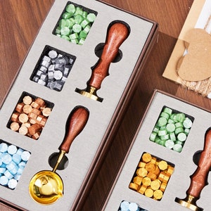 Kit de selo de cera inicial para casamento, kit de selo de cera personalizado para presente de casamento, kit de selo de cera personalizado, selo de cera de carta personalizada