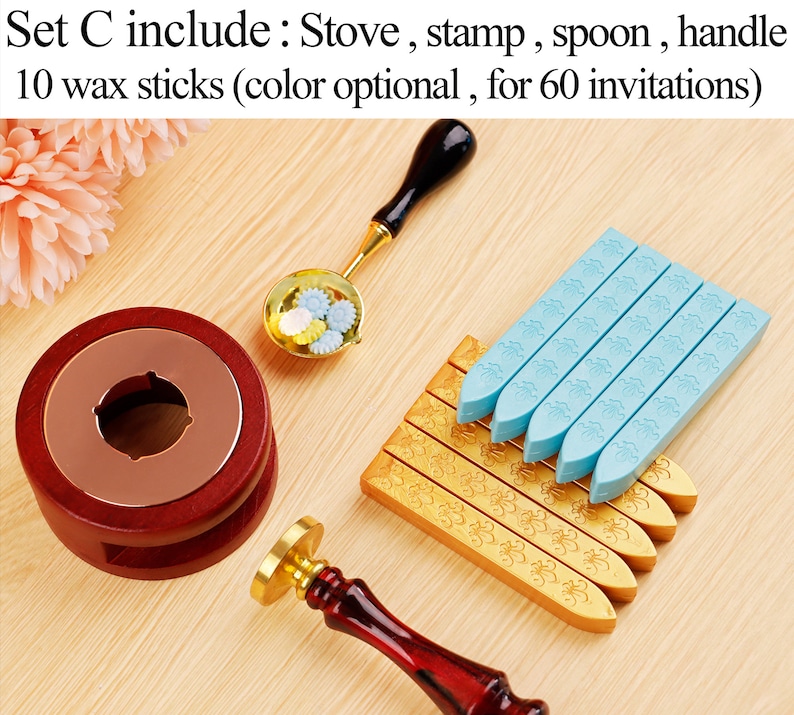 Aangepaste initiële wax zegel stempel kit voor cadeau, aangepaste wax zegel kit voor bruiloft, monogram wax zegel stempel kit, aangepaste wax stempel zegel afbeelding 9