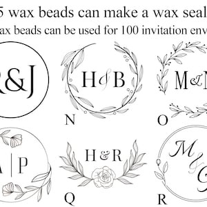 Custom initial wax seal stamp kit for wedding , Custom letter wax seal stamp kit for wedding , Wedding wax stamp kit image 4