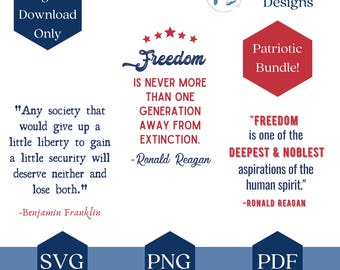 Paquete de citas inspiradoras patrióticas de EE. UU. Gráfico imprimible SVG PNG Descarga digital instantánea