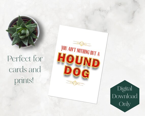 Elvis Presley Hound Dog Printable Graphic SVG PNG Instant Digital