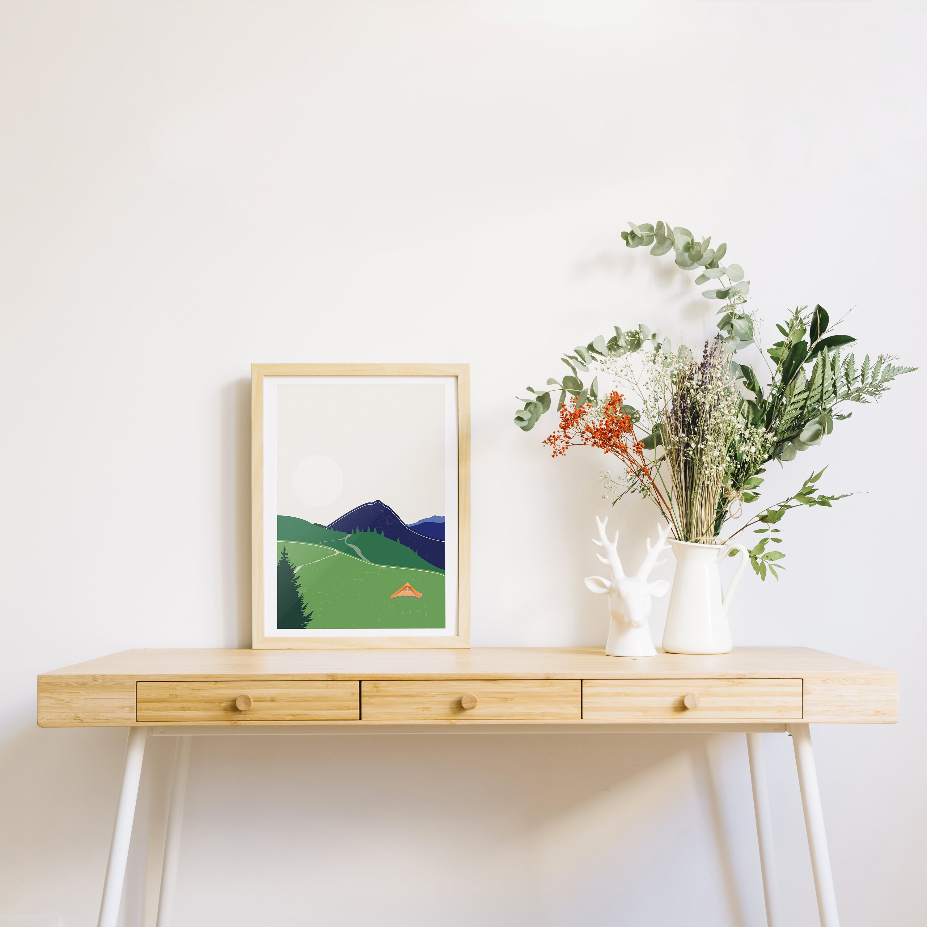 Réveil en Hauteur // Illustration de Montagne - Camping Graphique Cadeau Artisanal Alpes Françaises