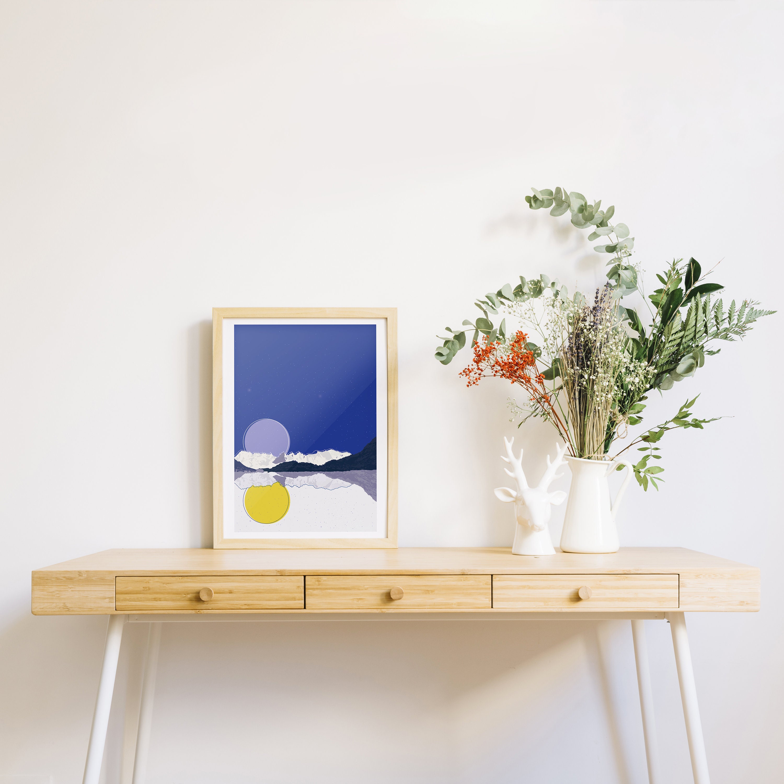 Clair Obscur // Illustration de Montagne - Lac Lac Blanc Affiche Cadeau Artisanal Chamonix Mont-Blan