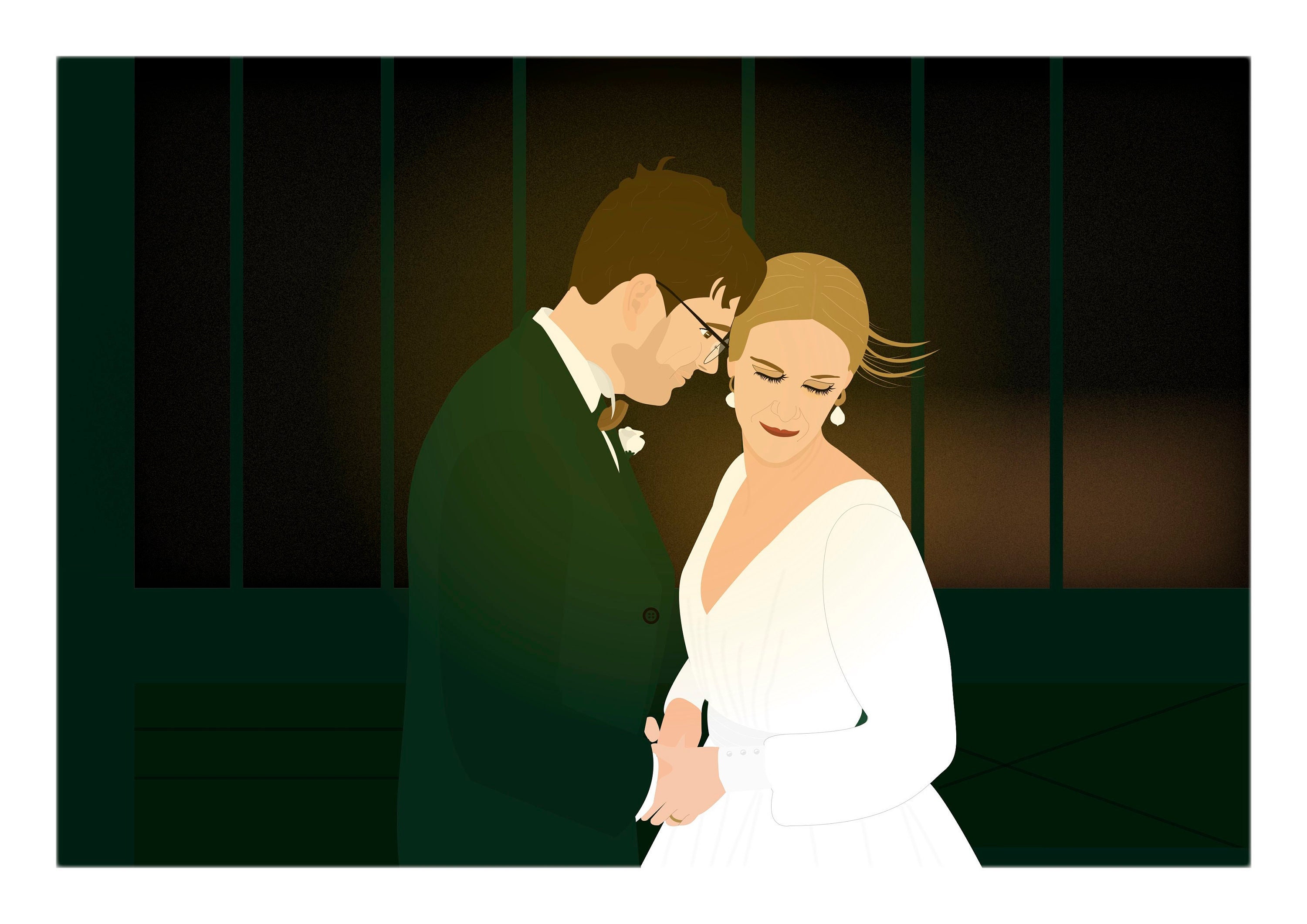 Illustration Personnalisée - Souvenirs de Mariage Faire Part Livret Cérémonie Affiche Cadeau Artisan