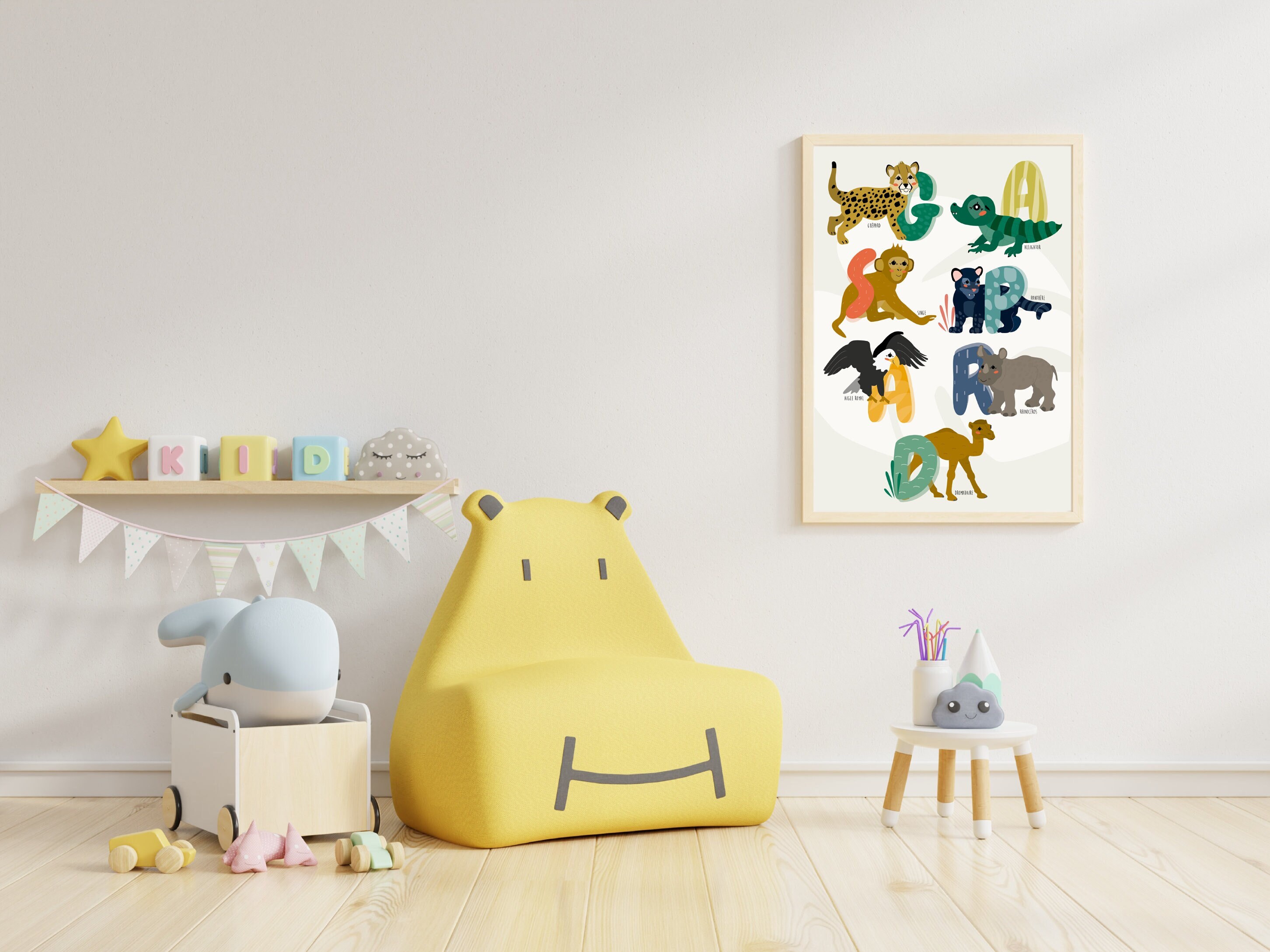 Mon Prénom Personnalisé // Illustration Pour Enfant - Décoration Chambre Animaux Cadeau de Naissance