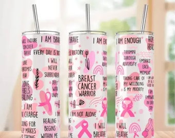 Breast cancer awareness 20oz stainless steel cup cancer warrior