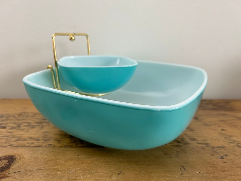 Pyrex Turquoise Chip and Dip Set Etsy
