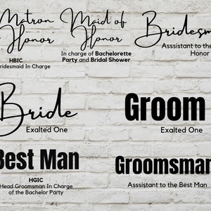 Wedding Party Digital Downloads PNG and SVG Files