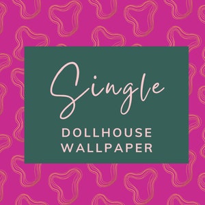 Dollhouse Bright Pink and Gold Wallpaper 1:12 Download Printable - Single | Digital Modern Dollhouse Wallpaper Printables