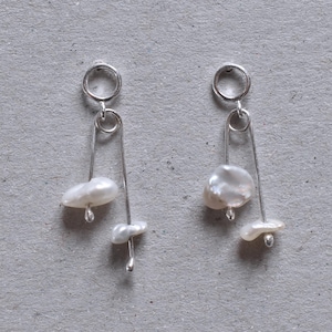 Silber Ohrringe hängend, handmade jewelry, Keshi Perlen