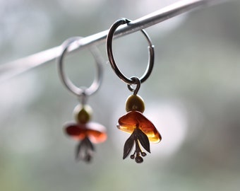 Drop earrings amber sea pearl