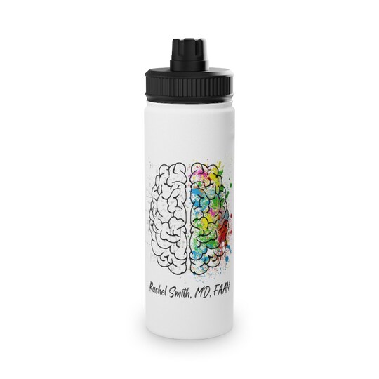 Disover Personalized Right and Left Brain Stainless Steel Water Bottle with Sports Lid