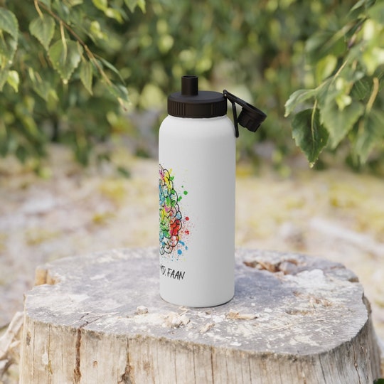 Disover Personalized Right and Left Brain Stainless Steel Water Bottle with Sports Lid