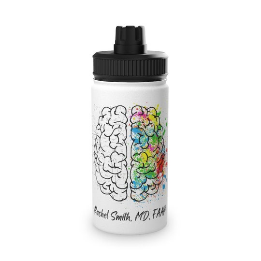 Disover Personalized Right and Left Brain Stainless Steel Water Bottle with Sports Lid