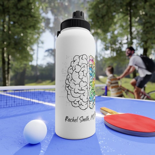 Disover Personalized Right and Left Brain Stainless Steel Water Bottle with Sports Lid